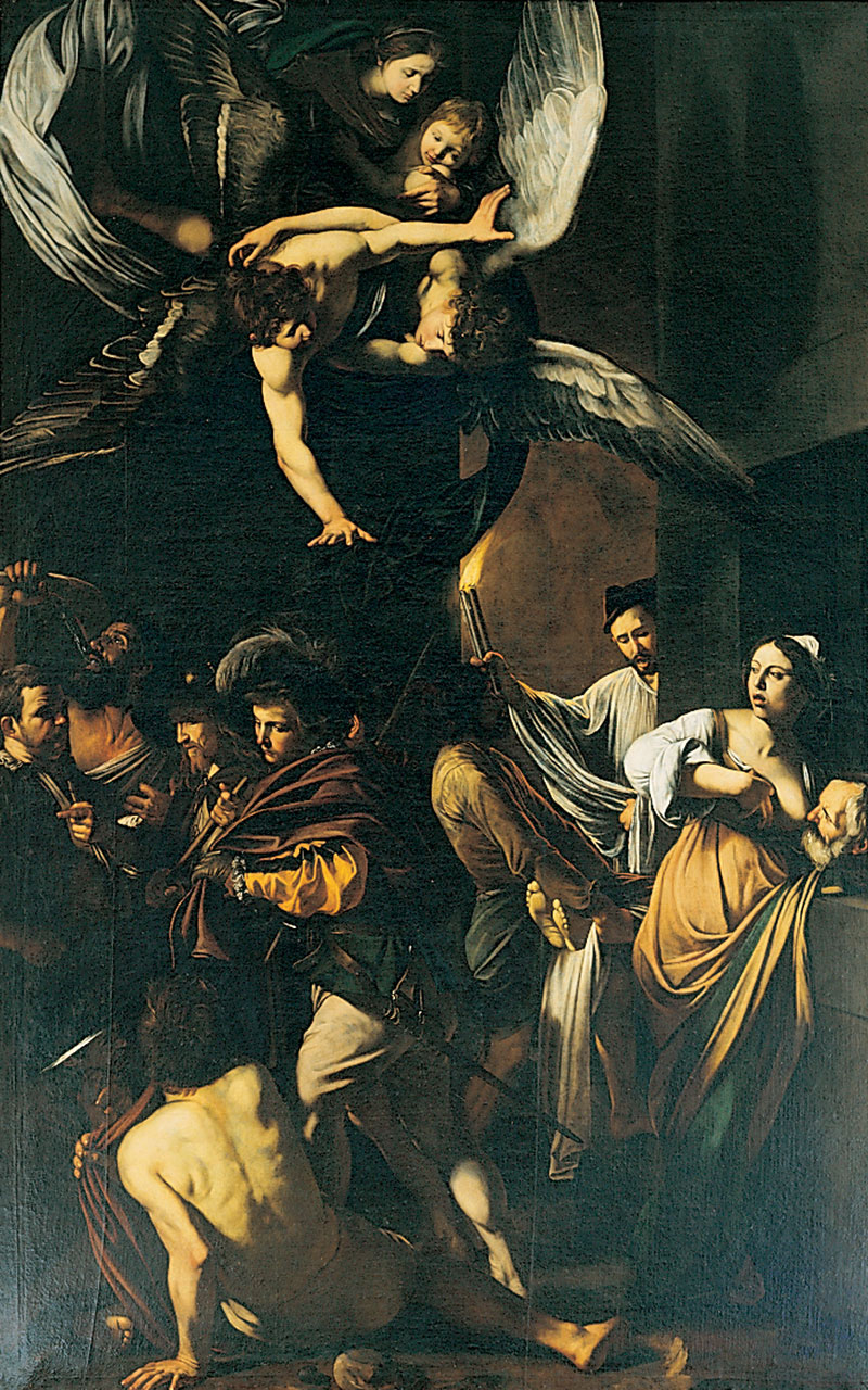 La fotografia mostra Le sette opere di MIsericordia, opera di Caravaggio che si trova nella Chiesa del Pio Monte della Misericordia