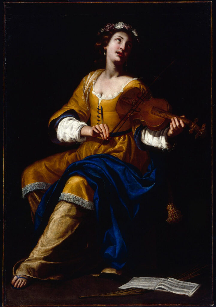 Santa Cecilia di Artemisia Gentileschi, opera esposta nella mostra “Donne nella Napoli spagnola”.