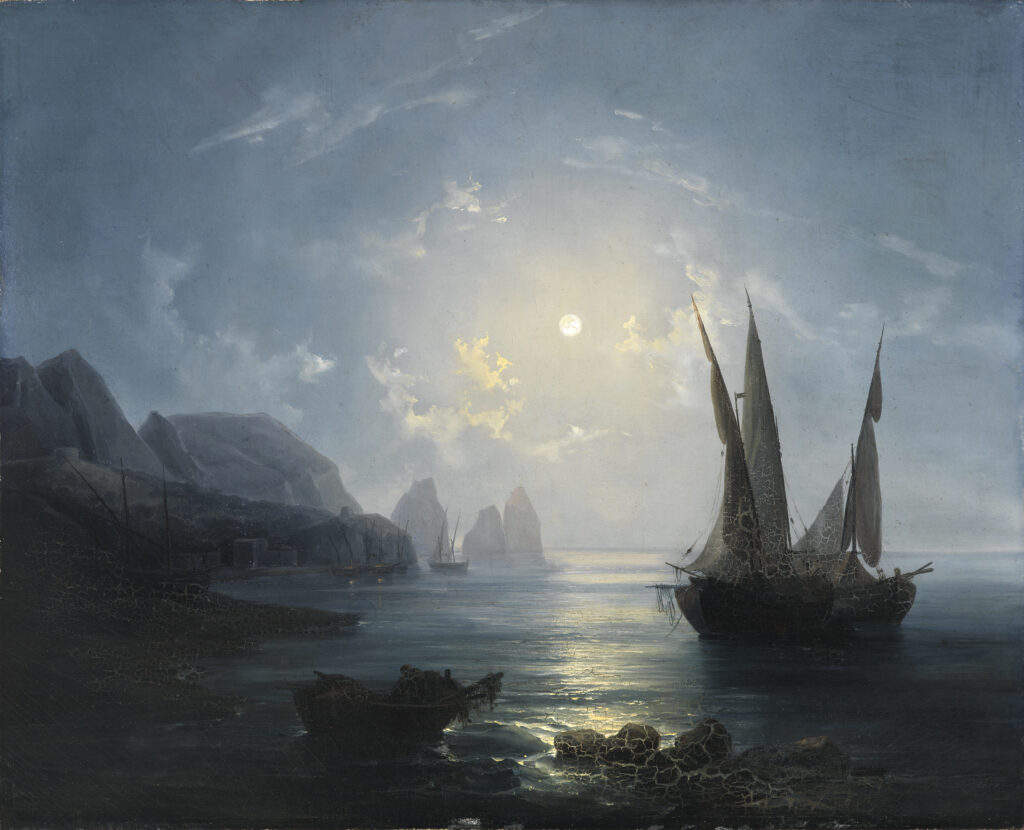 Notturno a Capri di Salvatore Fergola, paesaggio marino dell’Ottocento napoletano esposto alla Certosa di San Martino